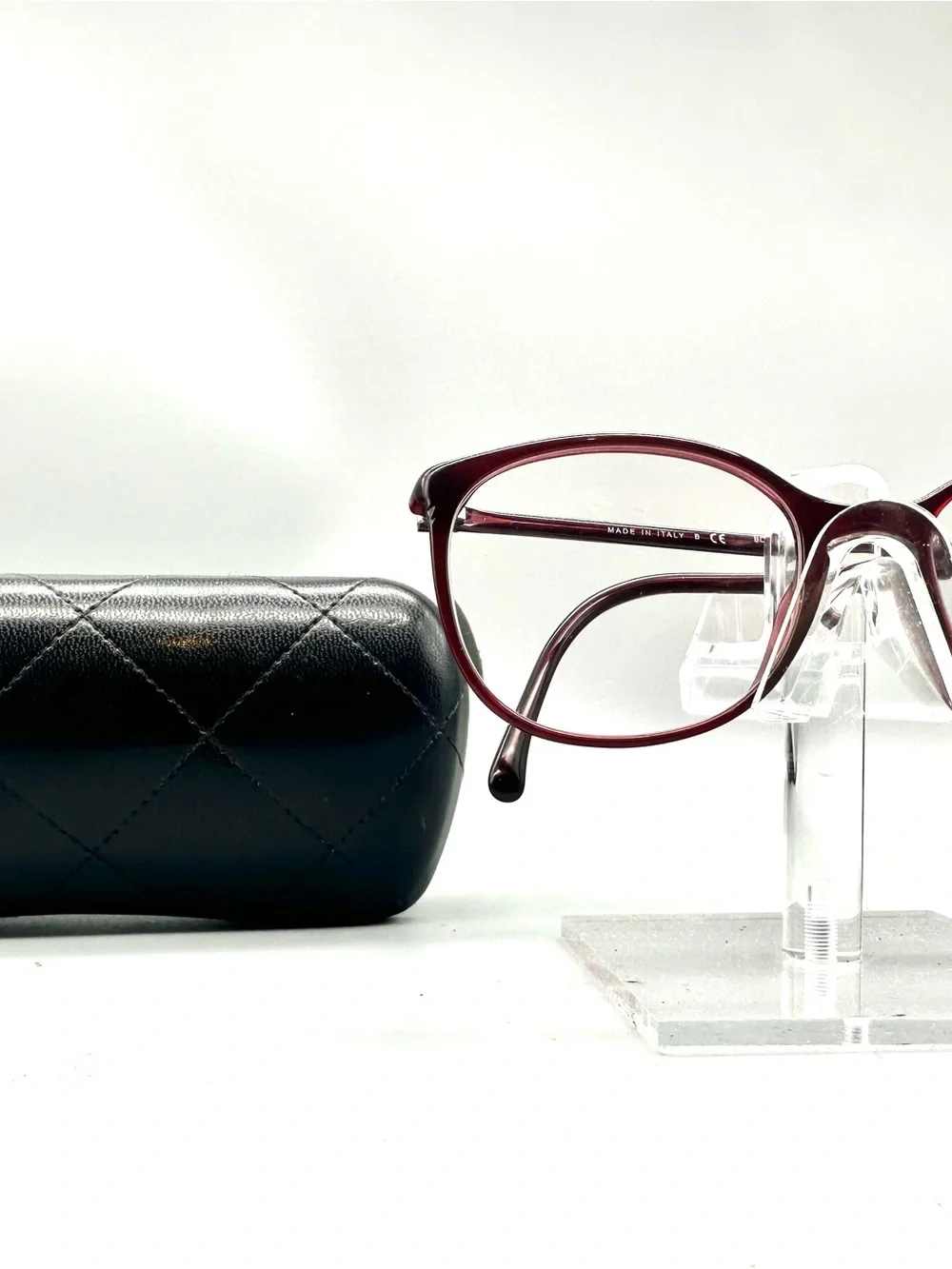 Chanel 3282 Burgundy Wine Oval Eyeglasses Frames CC Logo Italy 52-18-140 w Case